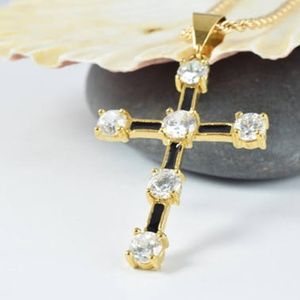 53x28mm 18KT Gold Filled Black Clear Pendant